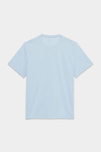 The 686 Mens Everywhere drirelease® Tech Tee, in light blue, is shown from the back with short sleeves, laid flat on a white background.