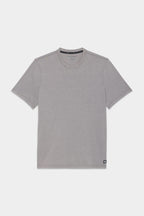 The 686 Mens Everywhere drirelease® Tech Tee by 686 is a plain, short-sleeved, light gray crew neck t-shirt, shown laid flat on a white background.