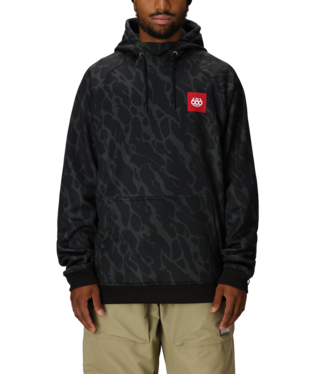 MENS BONDED FLEECE HOODY - BLACK FRACTURE PRINT