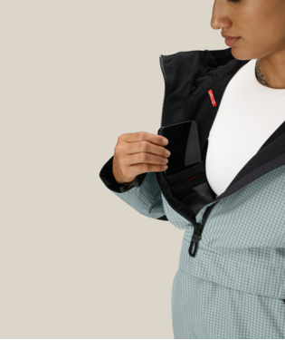 WOMENS OUTLINE™ SHELL ANORAK - DUSTY MARINE GRID