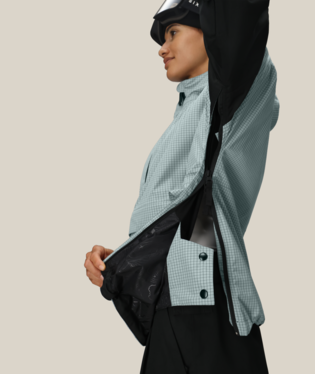WOMENS OUTLINE™ SHELL ANORAK - DUSTY MARINE GRID