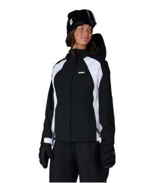 WOMENS HOLOGRAM™ SHELL JACKET - BLACK WHITE COLORBLOCK