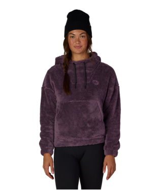 WOMENS SHERPA HOODY - BLACK PLUM