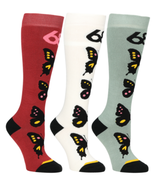 WOMENS BUTTERFLY SOCKS - 3 PACK - ASSORTED