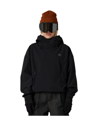 WOMENS WATERPROOF TEAM CROP HOODY - BLACK
