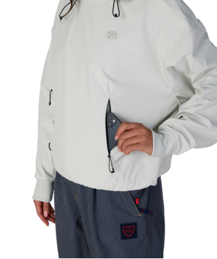 WOMENS WATERPROOF TEAM CROP HOODY - LIMESTONE
