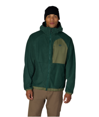 MENS LOWLAND FLEECE HOODY - MOSS GREEN COLORBLOCK