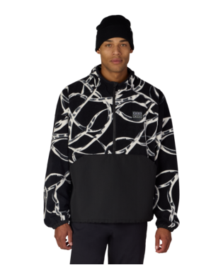 MENS ONE FLEECE ANORAK - BLACK WIRE COLORBLOCK