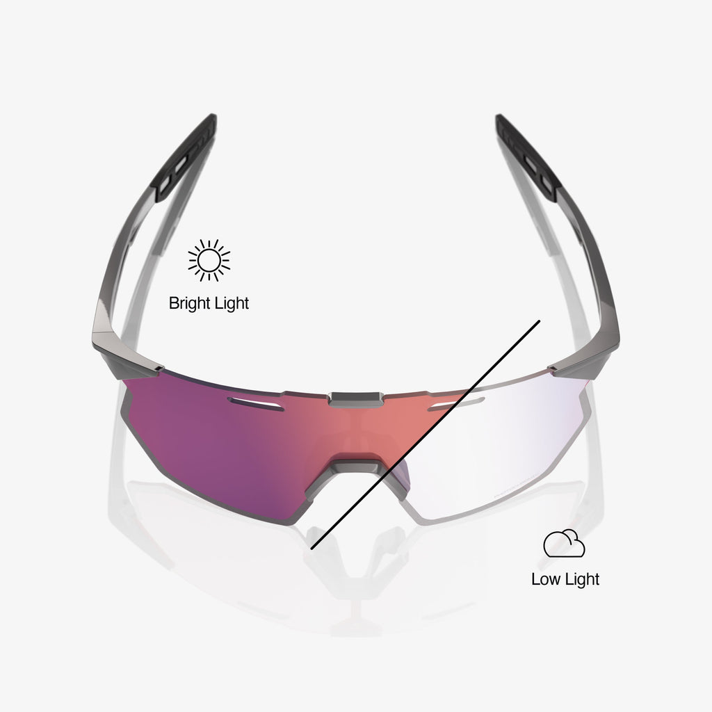 HYPERCRAFT SQ Lente Fotocromático Gris Claro Brillante con Espejo Dorado Rosa