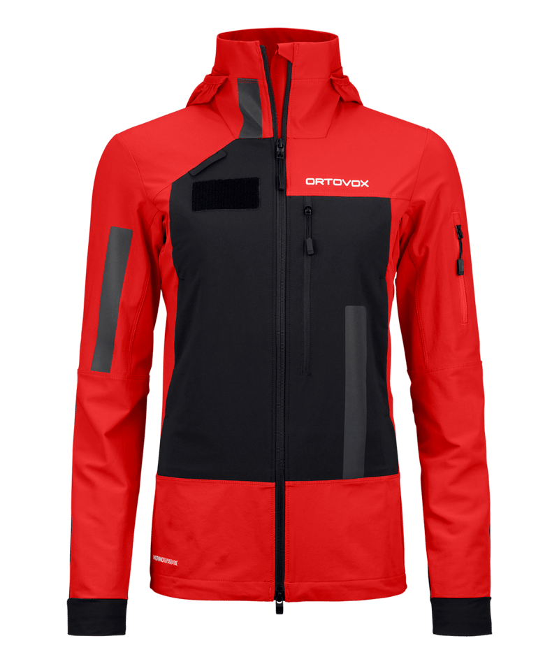 "RESCUE SOFTSHELL JACKET W" - "rescue red"