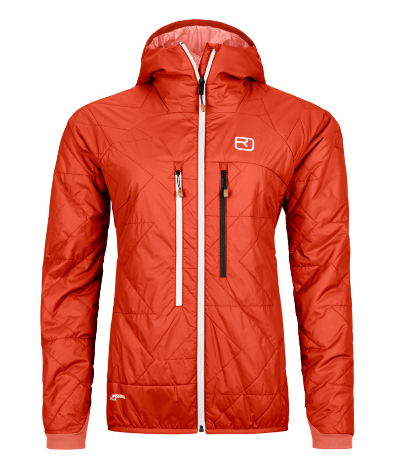 "SWISSWOOL PIZ BOÈ JACKET W" - "sunset orange"