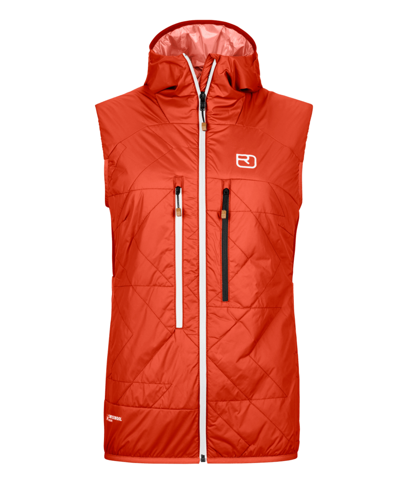 "SWISSWOOL PIZ BOÈ VEST W" - "sunset orange"