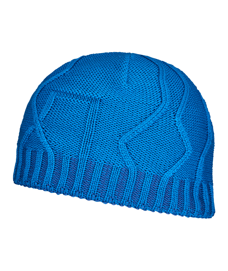 "MERINO TANGRAM KNIT BEANIE" - "mountain blue"