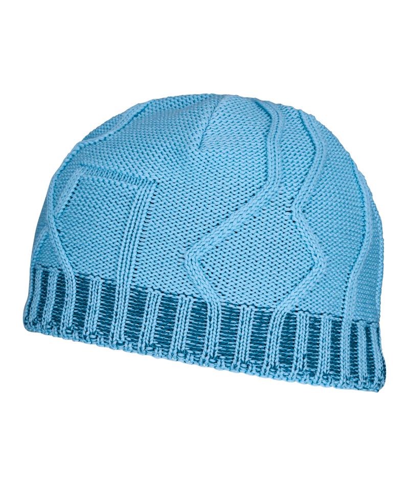 "MERINO TANGRAM KNIT BEANIE" - "ice waterfall"