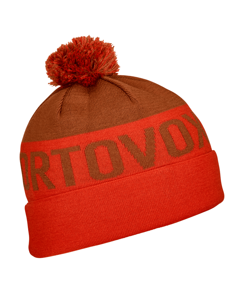 "BOBBLE KNIT BEANIE" - "hot orange"