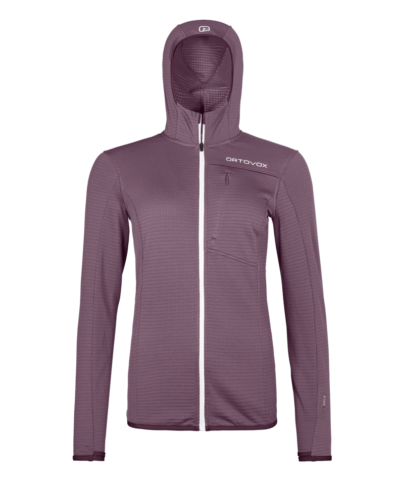 "FLEECE LIGHT GRID HOODED JKT W" - "wild berry"