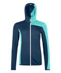 "FLEECE LIGHT GRID HOODED JKT W" - "deep ocean"