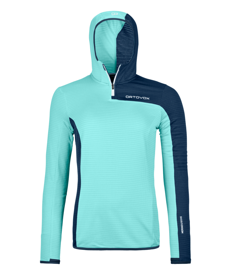 "FLEECE LIGHT GRID ZN HOODY W" - "ice waterfall"
