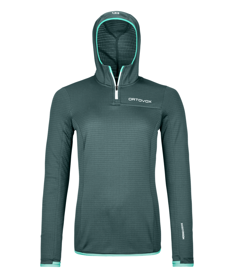 "FLEECE LIGHT GRID ZN HOODY W" - "dark arctic grey"