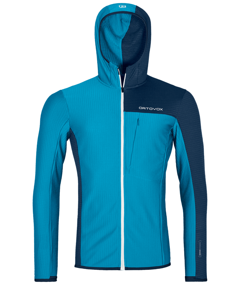 "FLEECE LIGHT GRID HOODED JKT M" - "mountain blue"