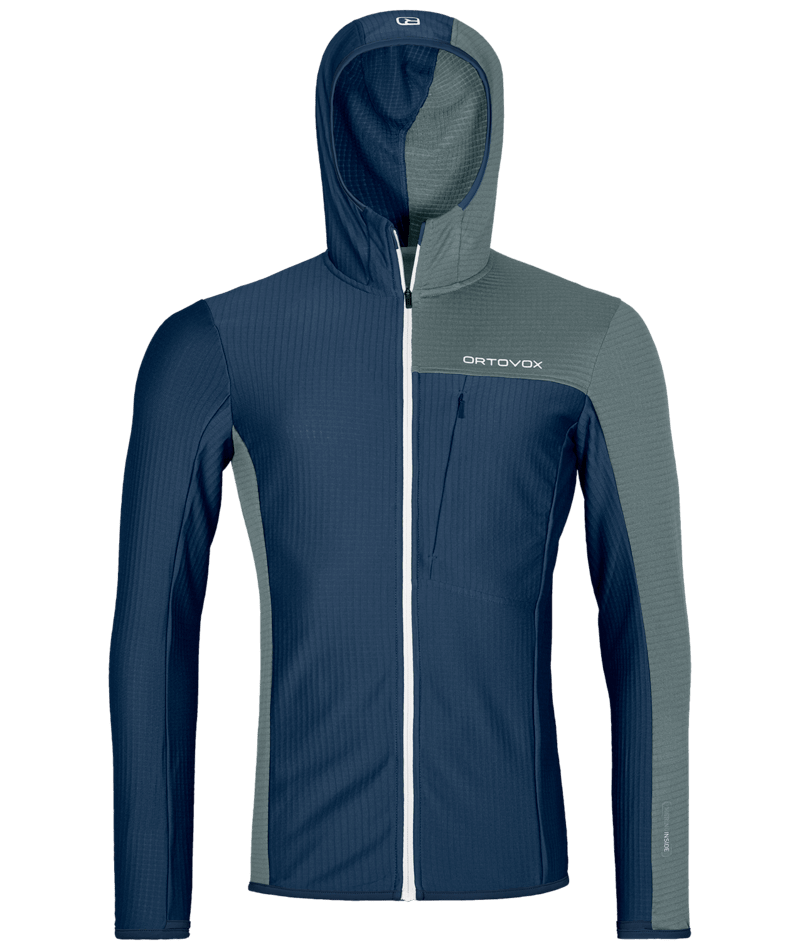 "FLEECE LIGHT GRID HOODED JKT M" - "deep ocean"
