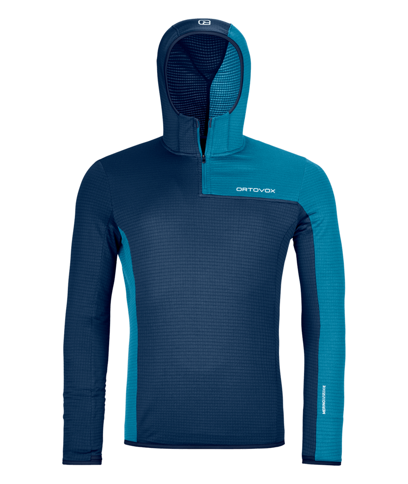 "FLEECE LIGHT GRID ZN HOODY M" - "deep ocean"