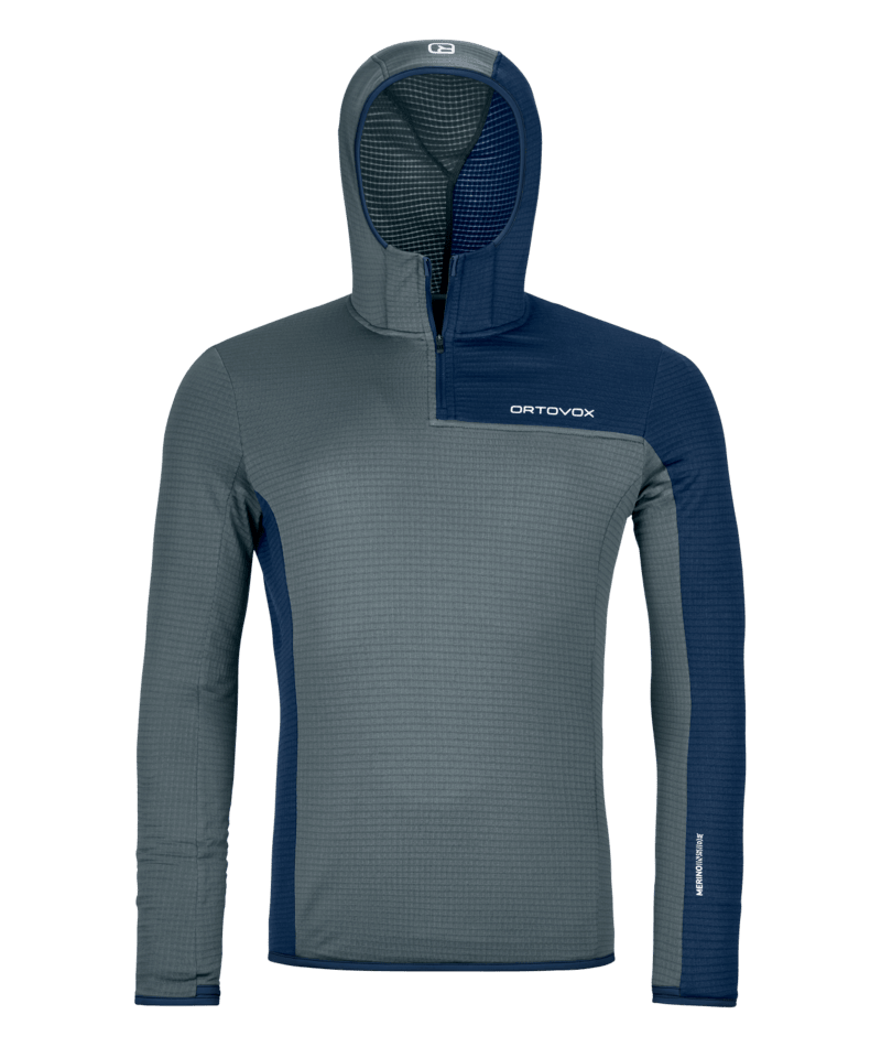 "FLEECE LIGHT GRID ZN HOODY M" - "dark arctic grey"