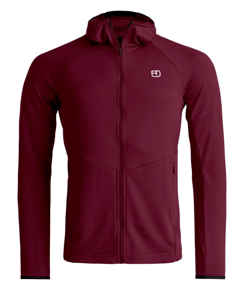 "FLEECE LIGHT GRID HOODY M" - "red malbec"