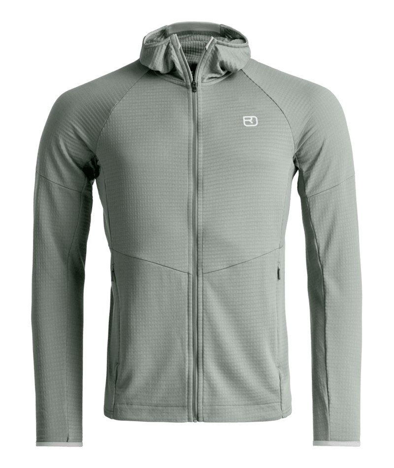 "FLEECE LIGHT GRID HOODY M" - "green sage"