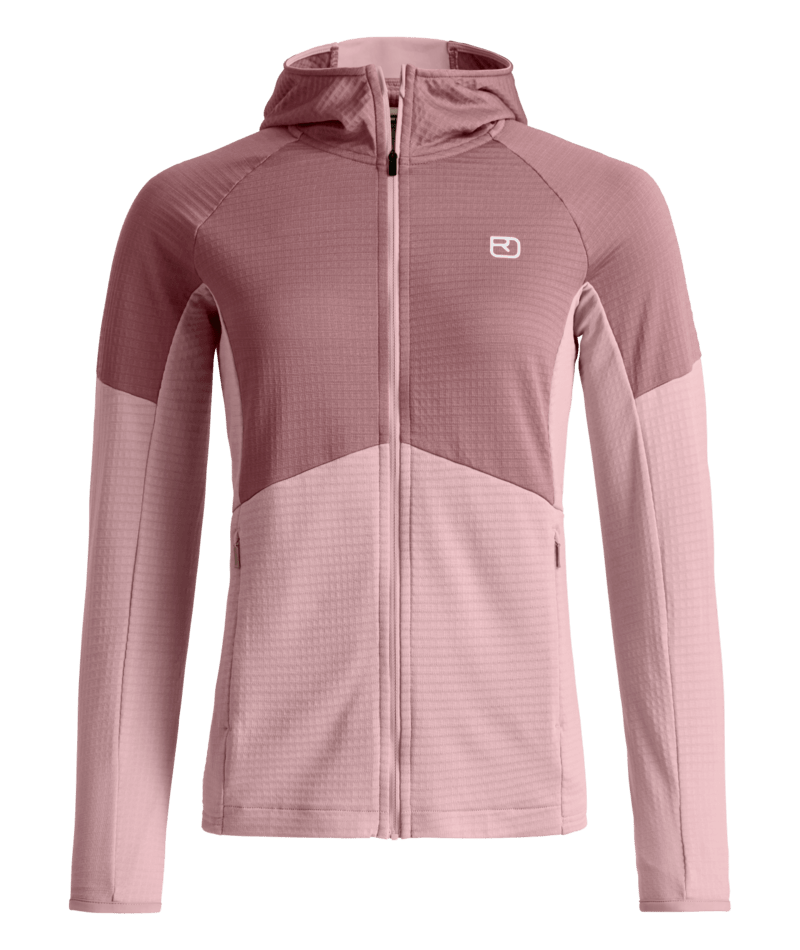 "FLEECE LIGHT GRID HOODY W" - "dawn rose"