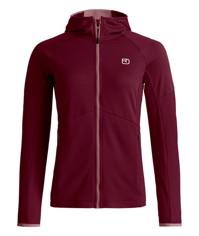 "FLEECE LIGHT GRID HOODY W" - "red malbec"