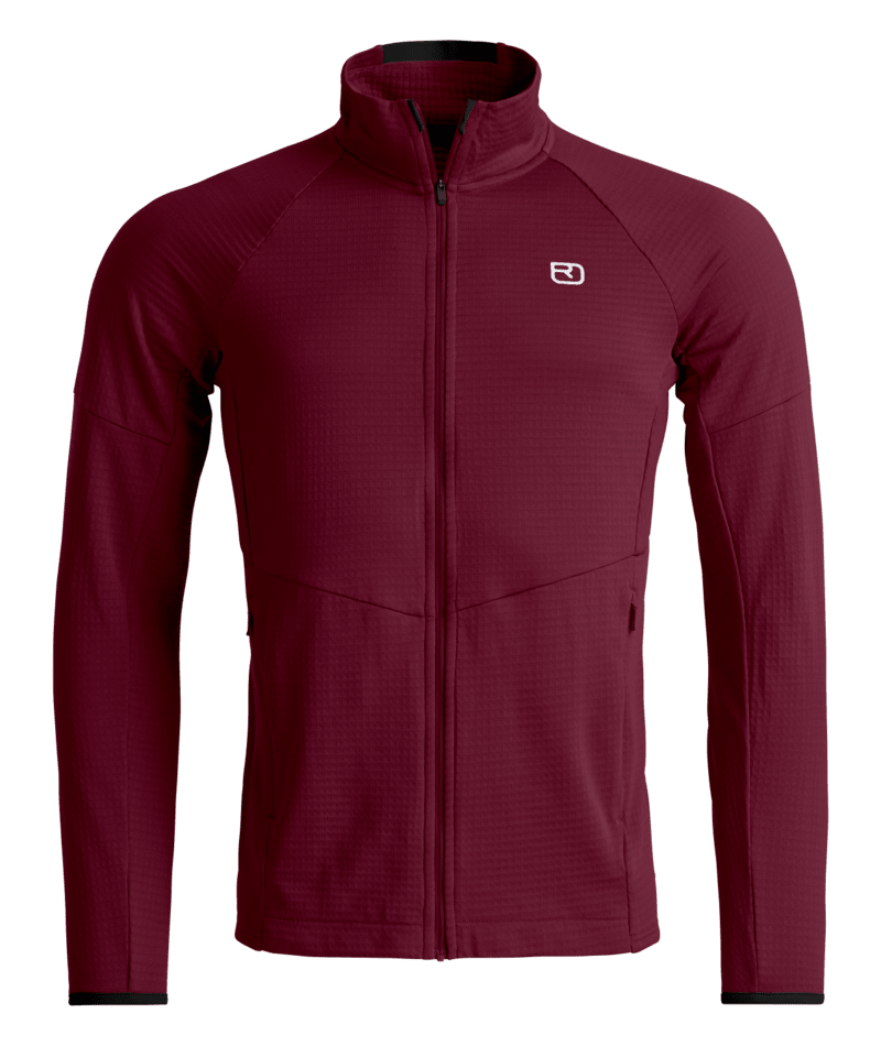 "FLEECE LIGHT GRID JACKET M" - "red malbec"