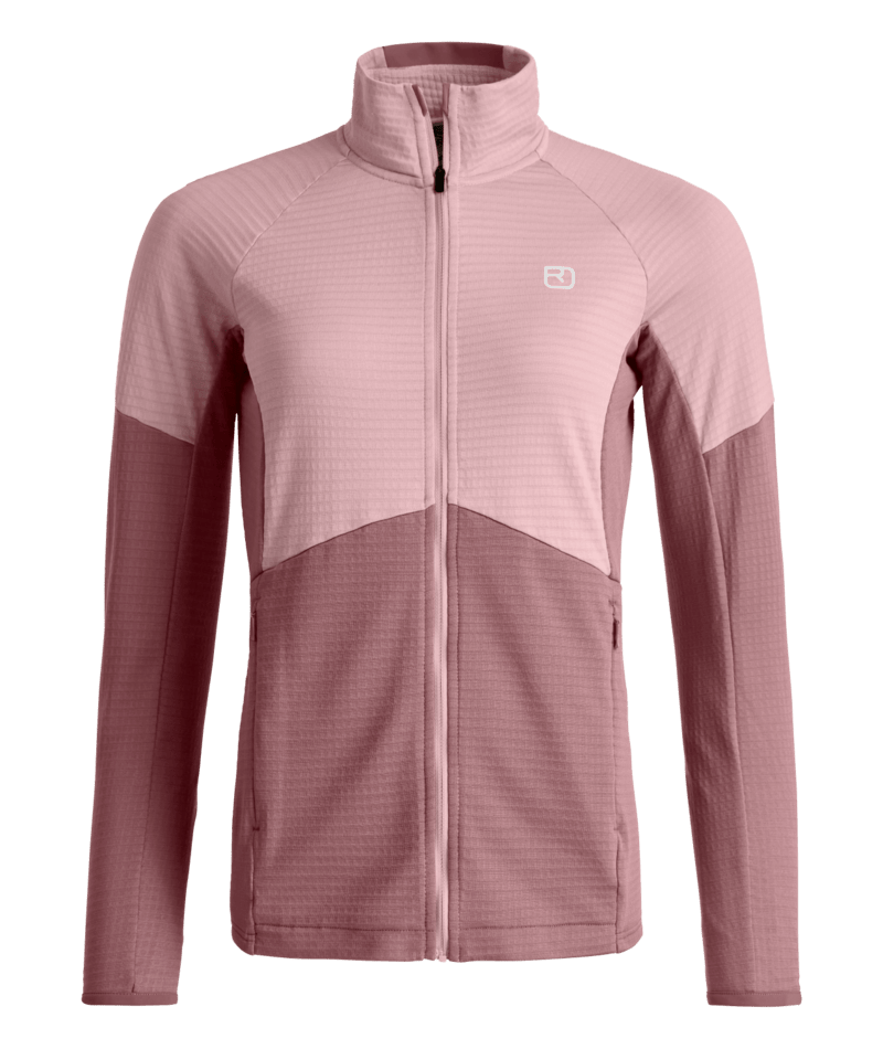 "FLEECE LIGHT GRID JACKET W" - "dawn rose"