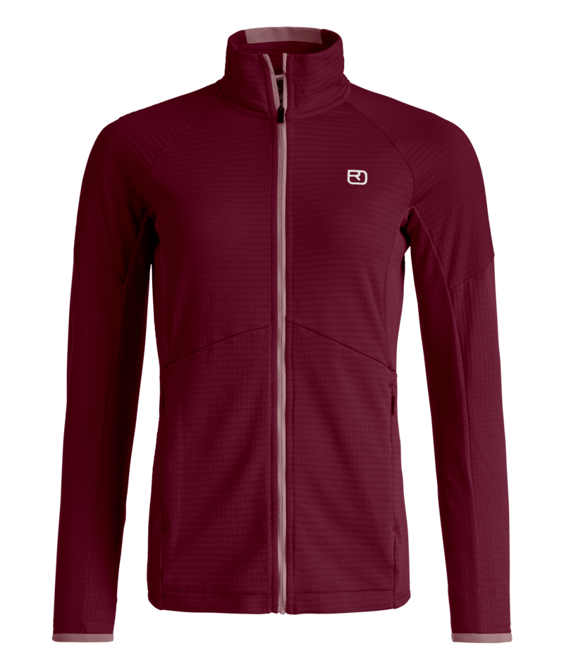 "FLEECE LIGHT GRID JACKET W" - "red malbec"