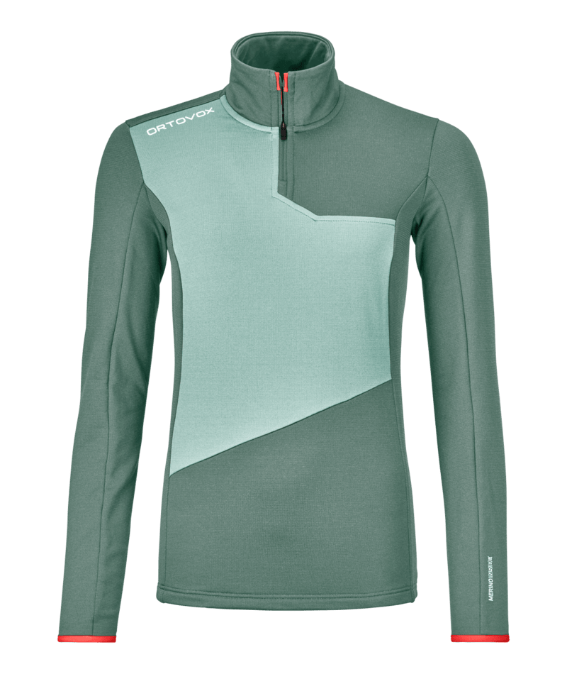 "FLEECE LIGHT ZIP NECK W" - "arctic grey"