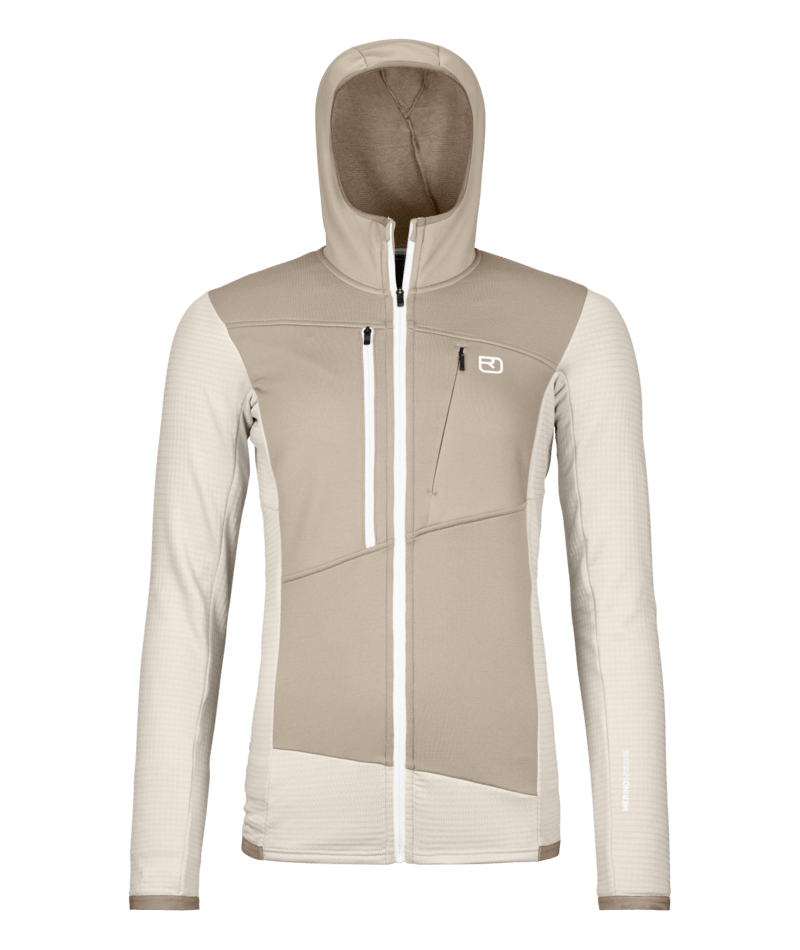 "FLEECE GRID HOODY W" - "white chalk"