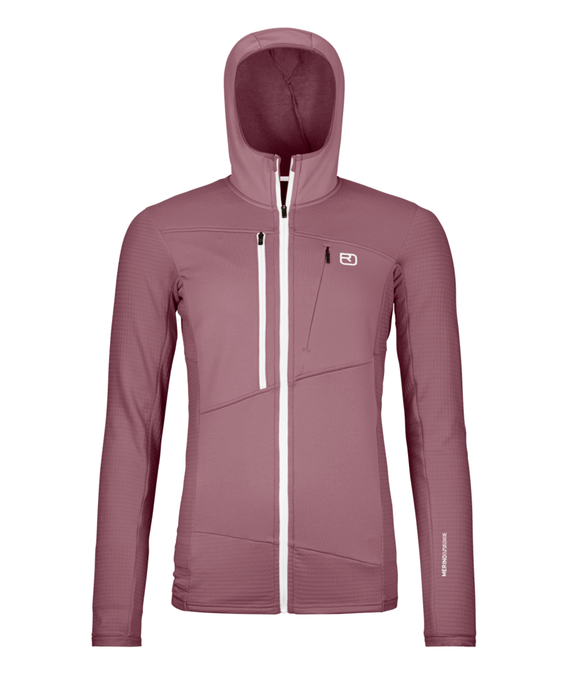 "FLEECE GRID HOODY W" - "dusk rose"