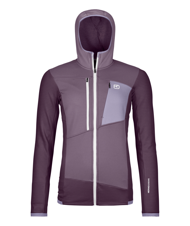 "FLEECE GRID HOODY W" - "dark wild berry"