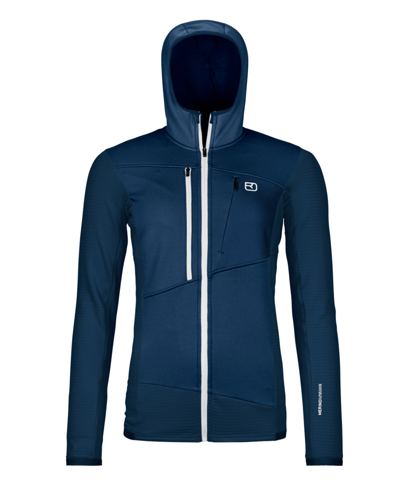"FLEECE GRID HOODY W" - "deep ocean"