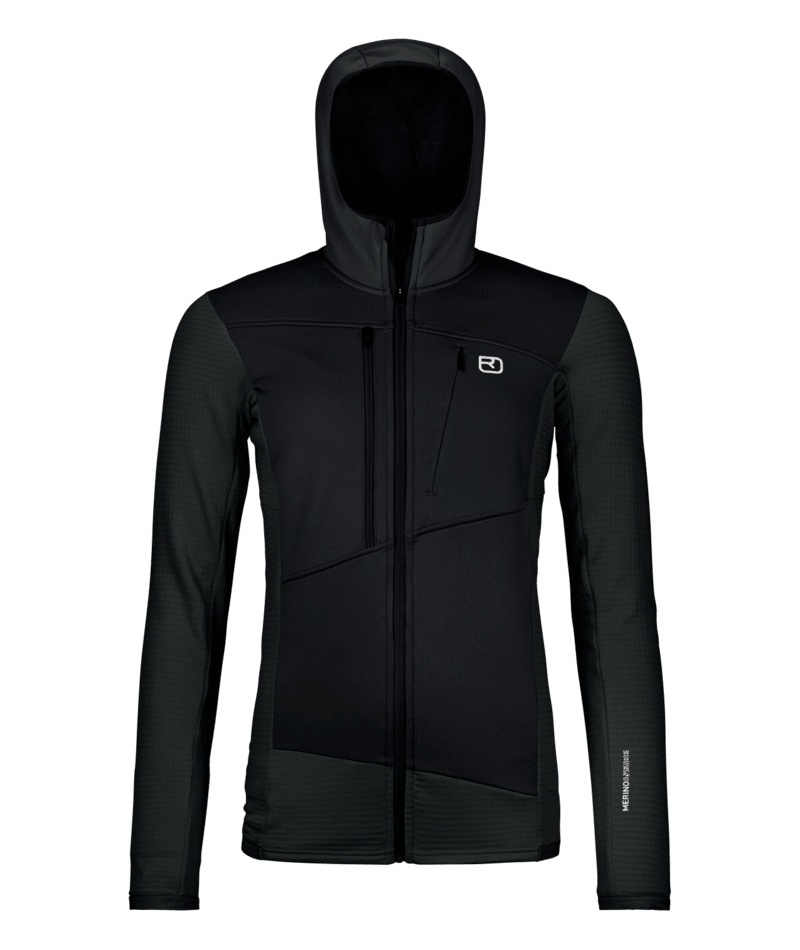 "FLEECE GRID HOODY W" - "black raven"