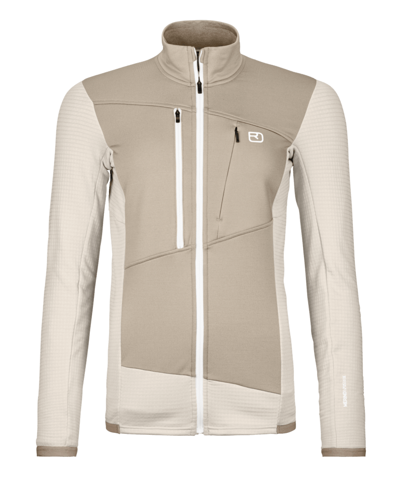"FLEECE GRID JACKET W" - "white chalk"