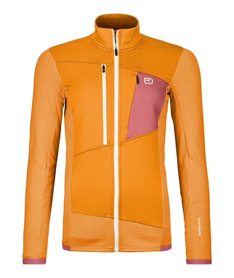 "FLEECE GRID JACKET W" - "autumn leaves"