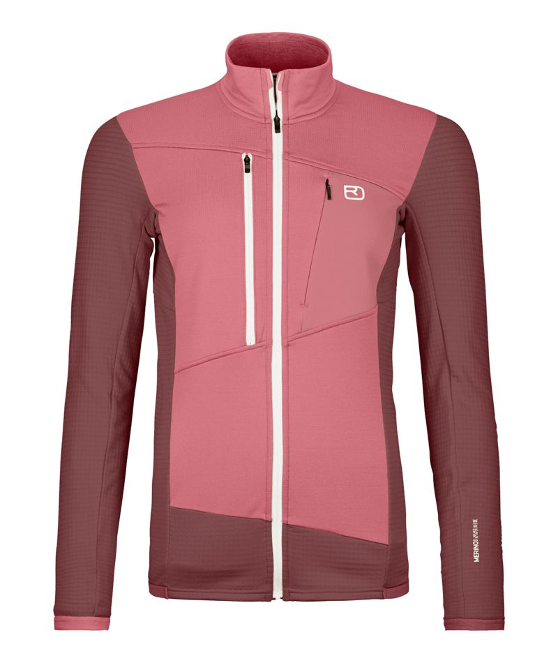 "FLEECE GRID JACKET W" - "mountain rose"