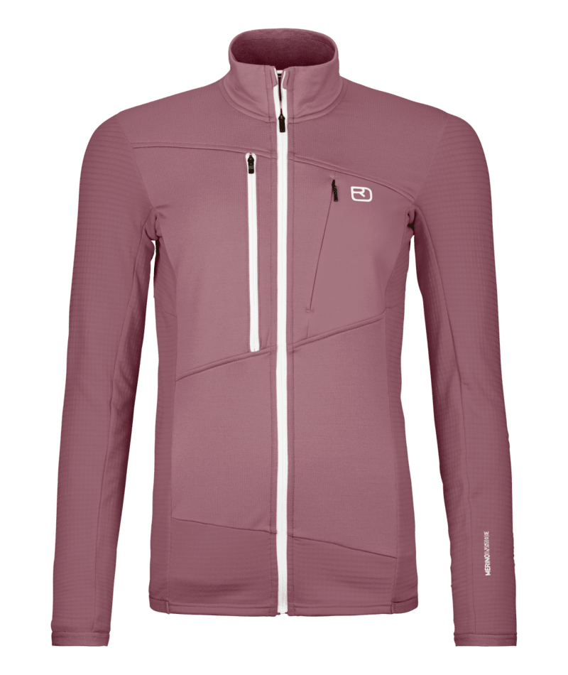 "FLEECE GRID JACKET W" - "dusk rose"