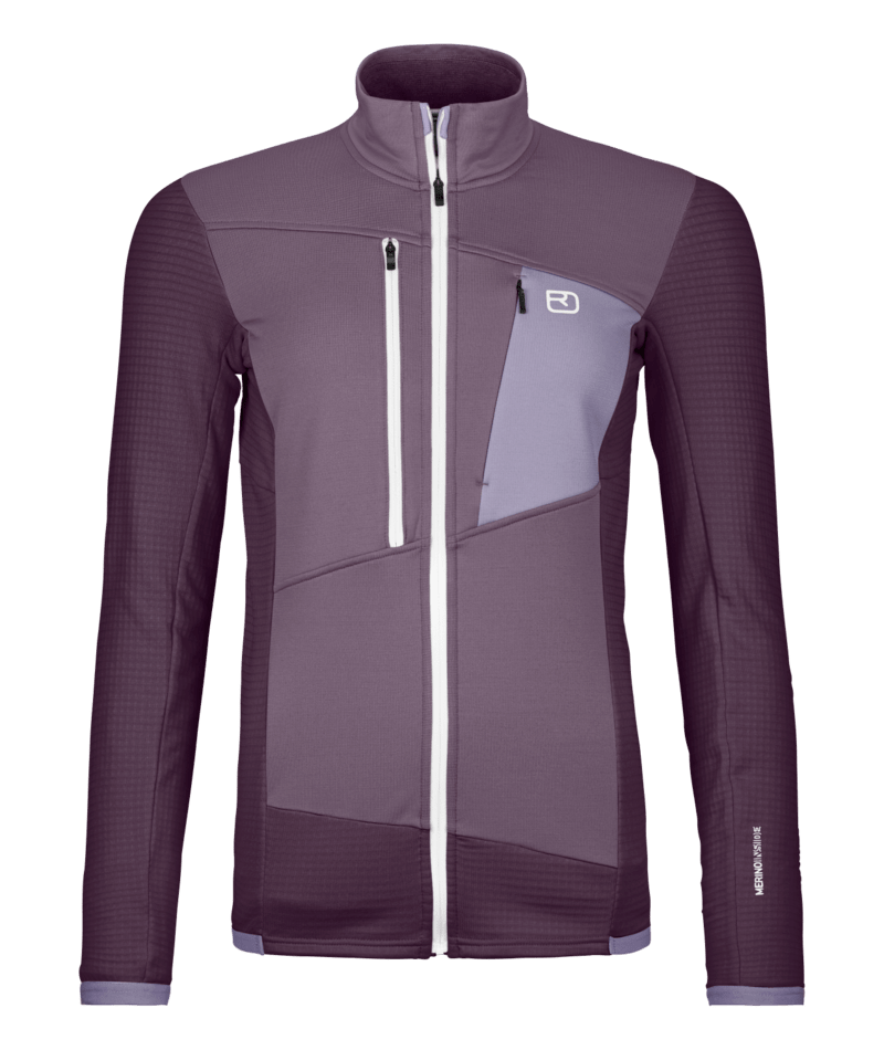 "FLEECE GRID JACKET W" - "dark wild berry"