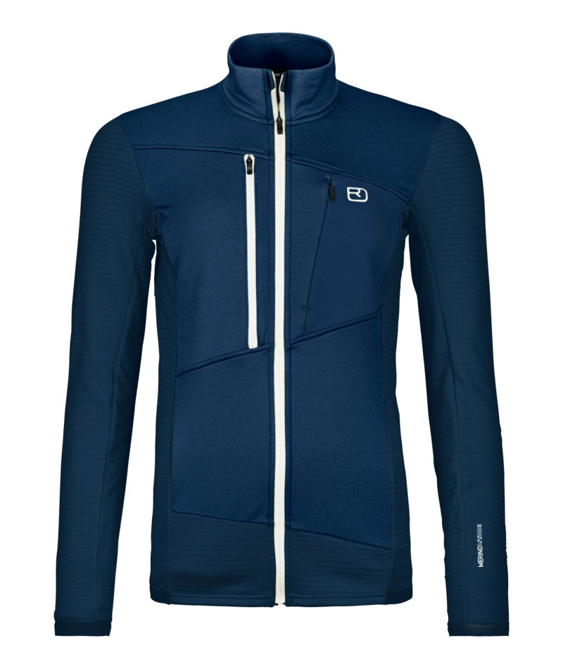 "FLEECE GRID JACKET W" - "deep ocean"