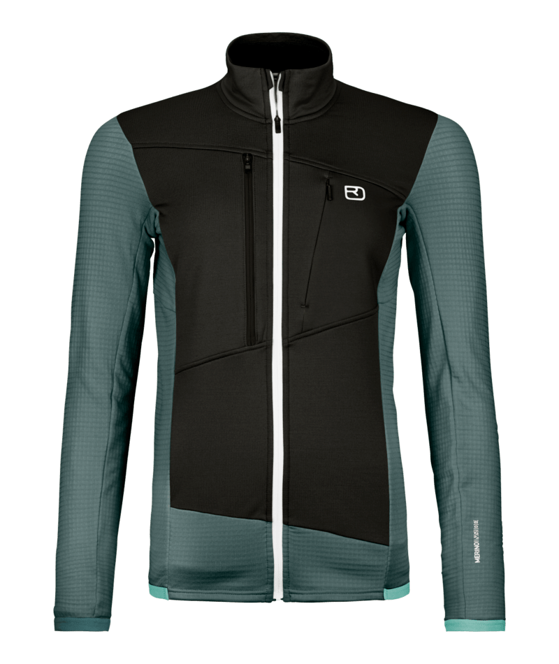 "FLEECE GRID JACKET W" - "dark arctic grey"