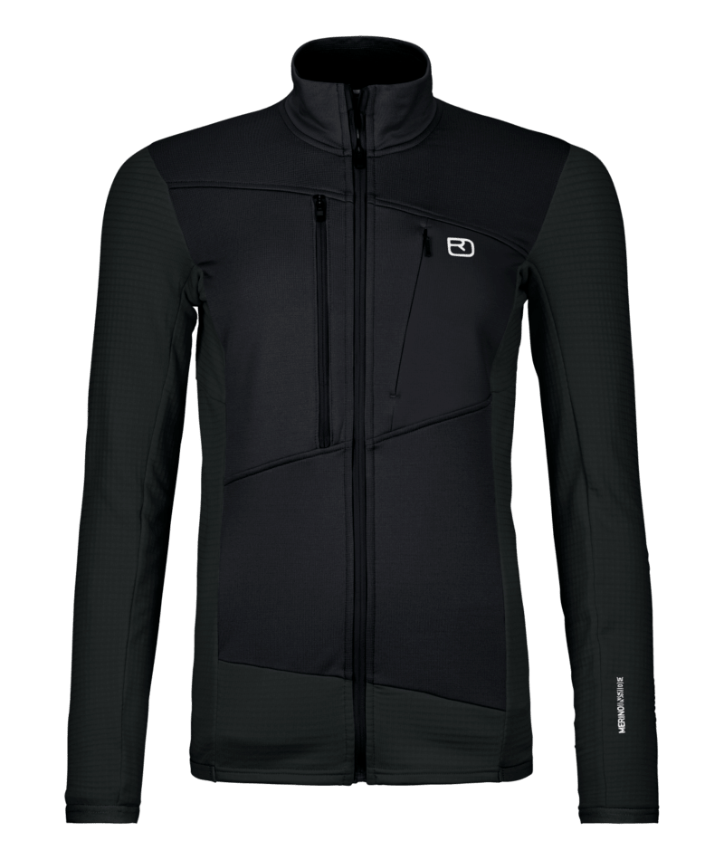 "FLEECE GRID JACKET W" - "black raven"