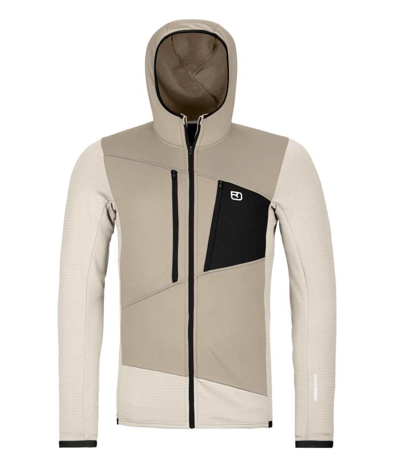 "FLEECE GRID HOODY M" - "white chalk"