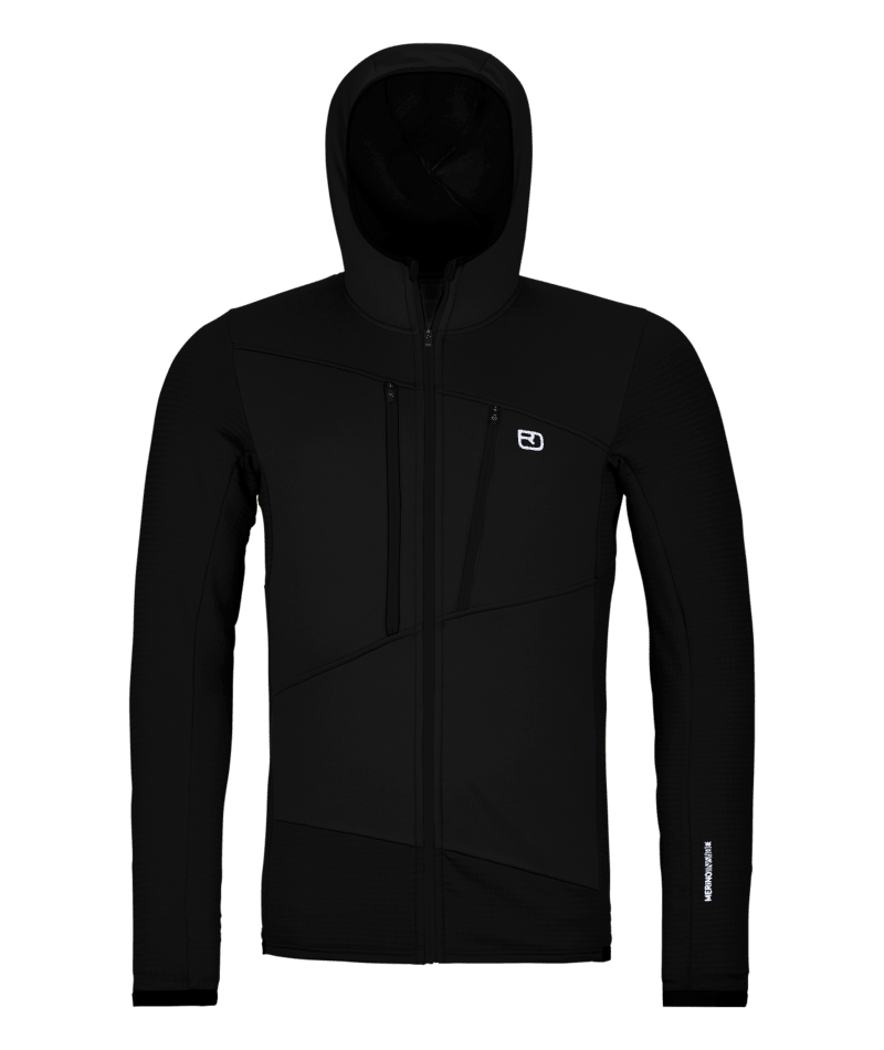 "FLEECE GRID HOODY M" - "black raven"